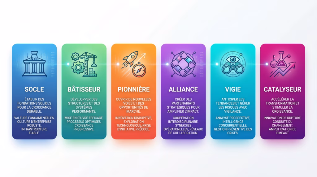 Consultant PME et ETI | COESOR | PME‑ETI : une famille française Infographie six postures stratégiques entreprise croissance innovation