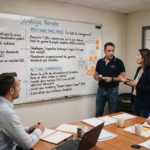 Le Kernel de Richard Rumelt, le guide pour PME et ETI <span class="bsf-rt-reading-time"><span class="bsf-rt-display-label" prefix="Temps de lecture"></span> <span class="bsf-rt-display-time" reading_time="24"></span> <span class="bsf-rt-display-postfix" postfix="mns"></span></span><!-- .bsf-rt-reading-time --> Réunion stratégique d'entreprise autour d'un tableau blanc